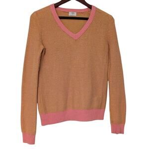 Wallace Womens Vintage 90's Knit V-Neck Sweater Clueless Preppy XS Pink Orange